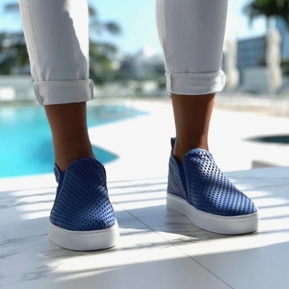 Jibs Unisex Mid Rise Galaxy Blue Slip-on Perforated Leather Odor Free Handmade - Picture 6 of 16